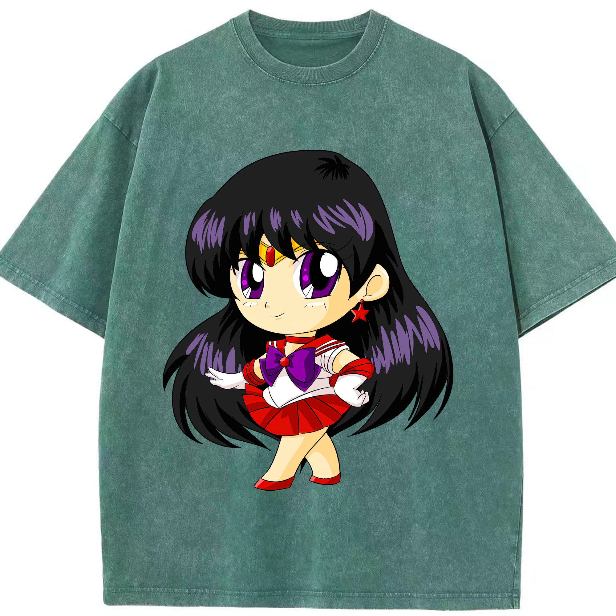 （画像用） 美少女戦士セーラームーン 火野レイ ひの レイ Sailor Moon Hino Rei （セーラーマーズ,Sailor Mars） 綿100% ヴィンテージ風 半袖Tシャツ（フロントプリント）